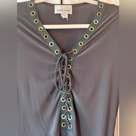 Caren sport women’s green army Long Sleeve Bodysuit with Lace Up Front size 1XL - Picture 6 of 10